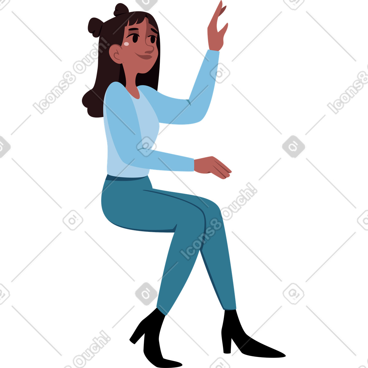 Studente con la mano alzata illustrazione in stile Vivid scarica in PNG, SVG