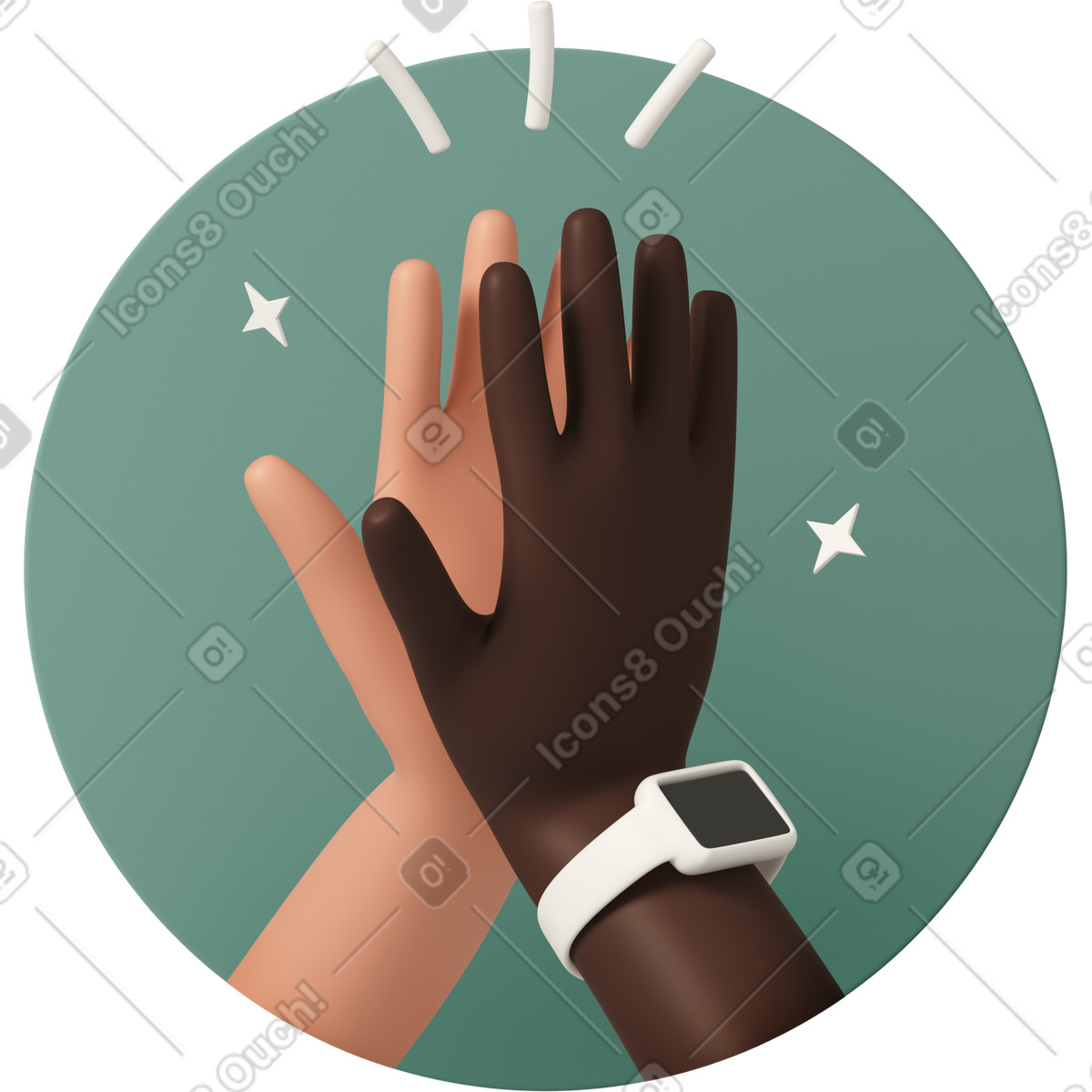 High five illustration in 3D Casual life style download in PNG, SVG