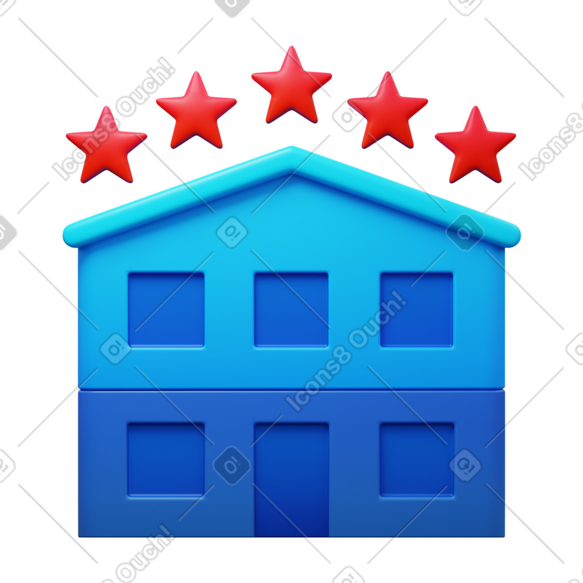 Five star hotel illustration in 3D Fluency style download in PNG, SVG