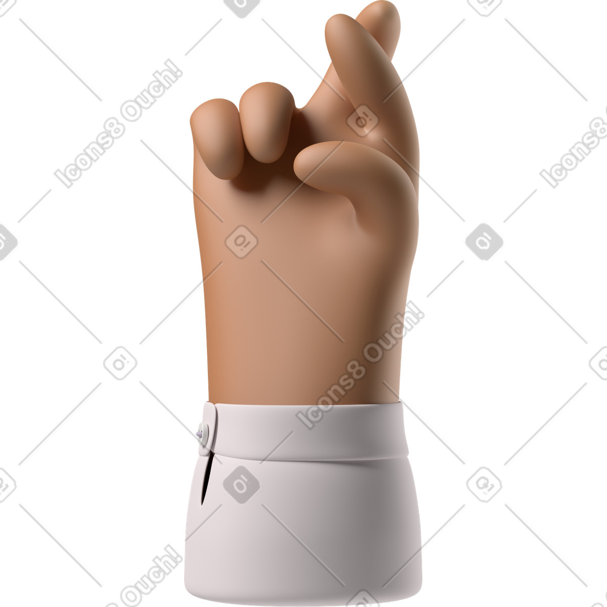 Ilustración Mano de piel morena con los dedos cruzados. en estilo 3D Hands Fun&Wild a descargar en PNG y SVG