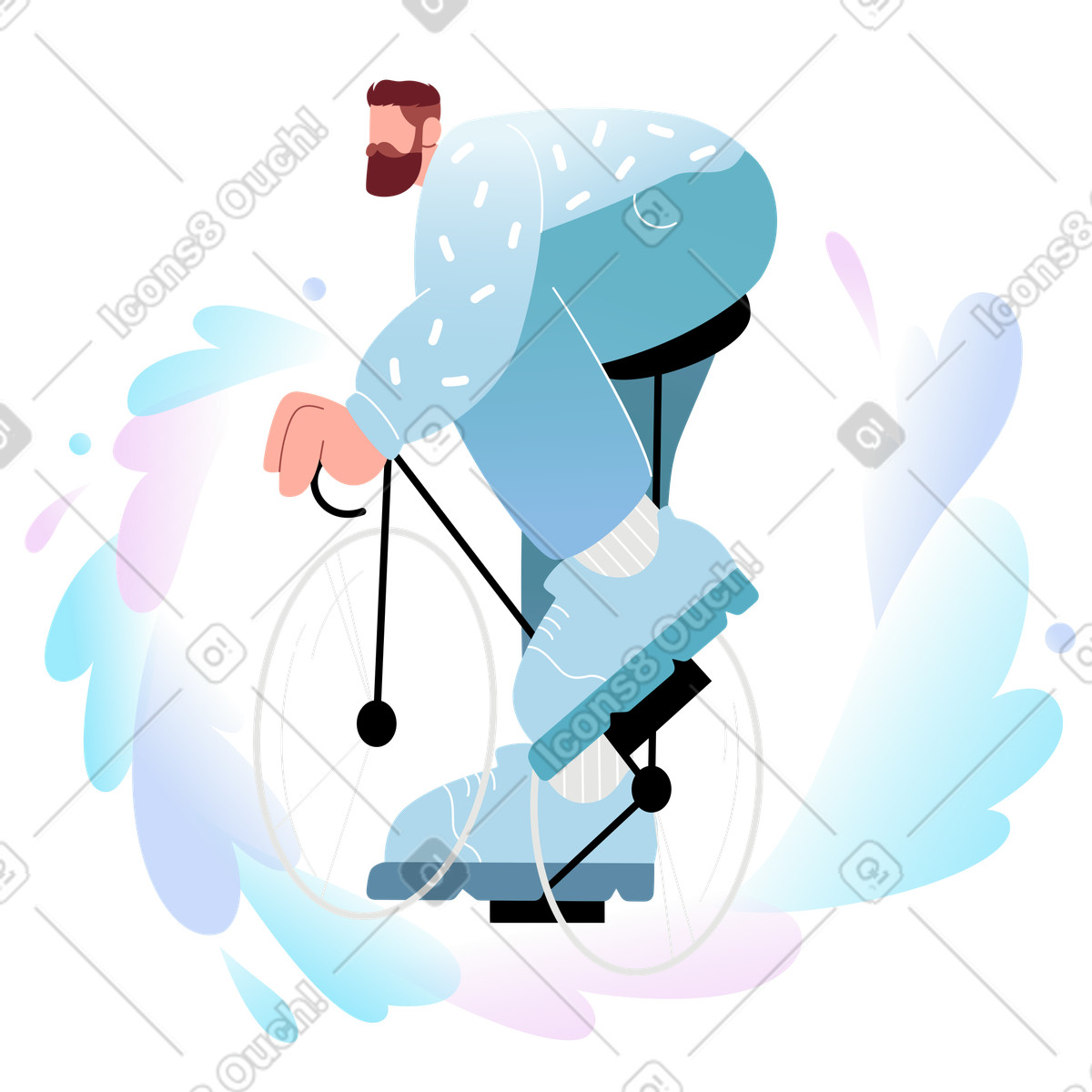 下载 Airy 风格的 骑自行车的人，骑自行车的人 插画，支持 PNG、SVG 格式