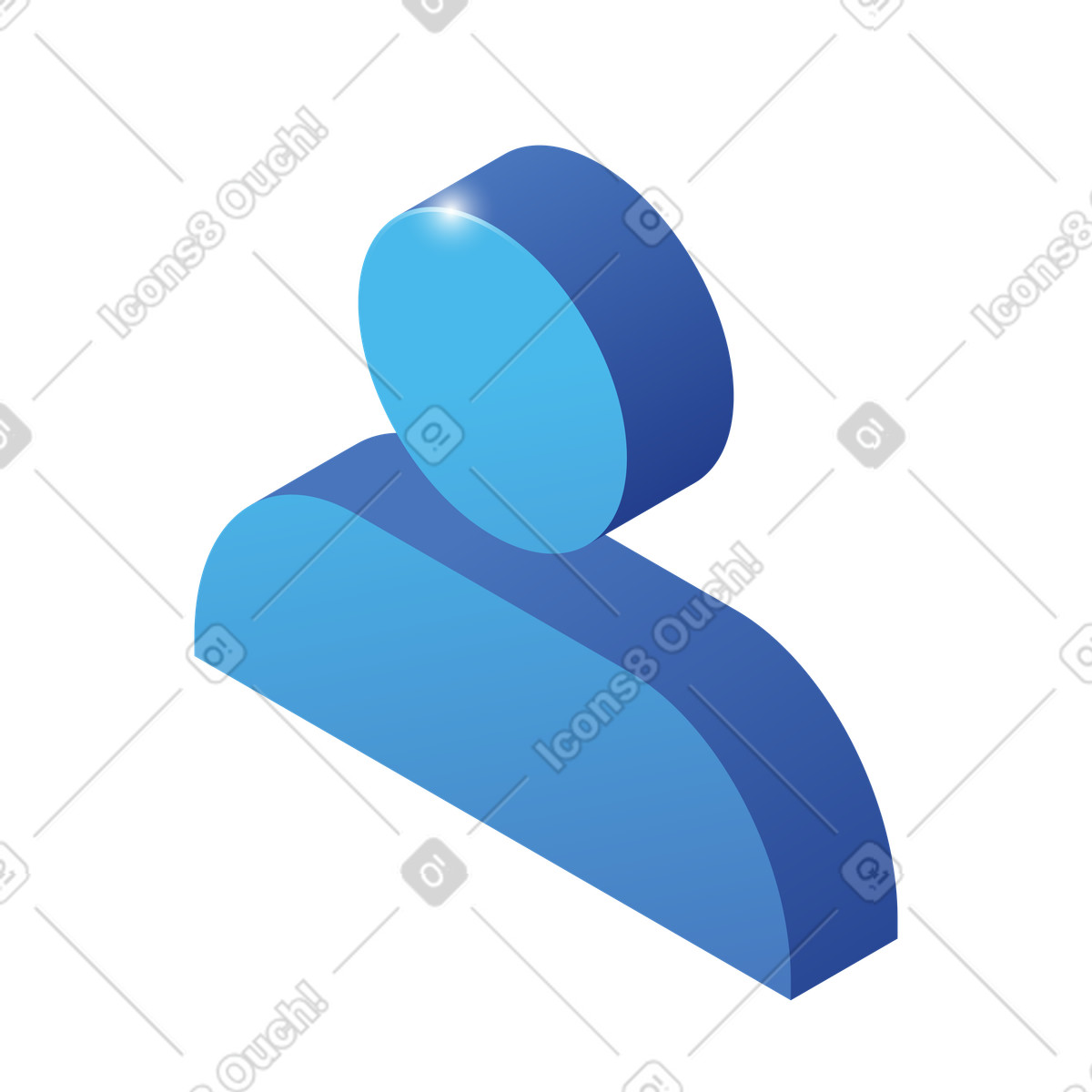 Blue 3d user silhouette icon, social media profile and avatar placeholder illustration in Quantum style download in PNG, SVG