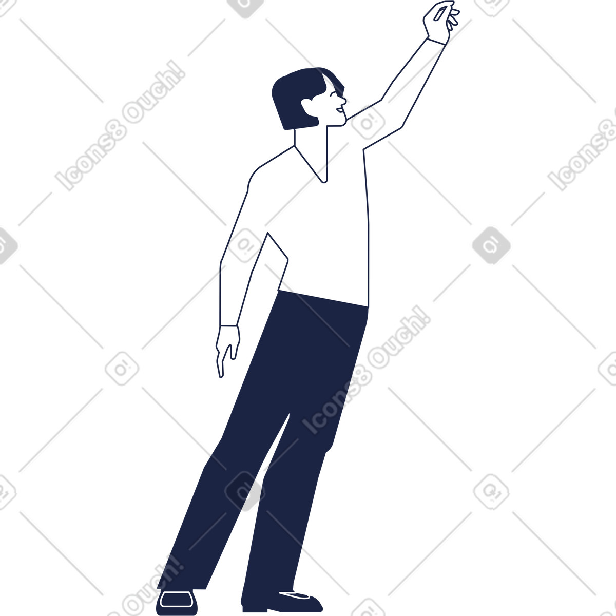 Ilustración Hombre con una mano levantada en estilo Urban Line a descargar en PNG y SVG