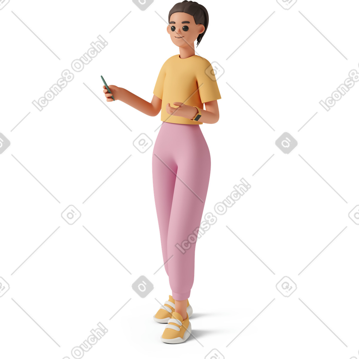 Three-quarter view of young man standing with pen in hand illustration 3D Casual life style download PNG, SVG