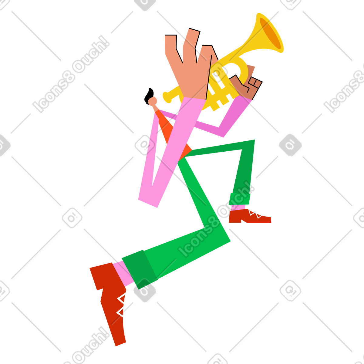 Ilustración Hombre con trompeta en estilo Warp a descargar en PNG y SVG