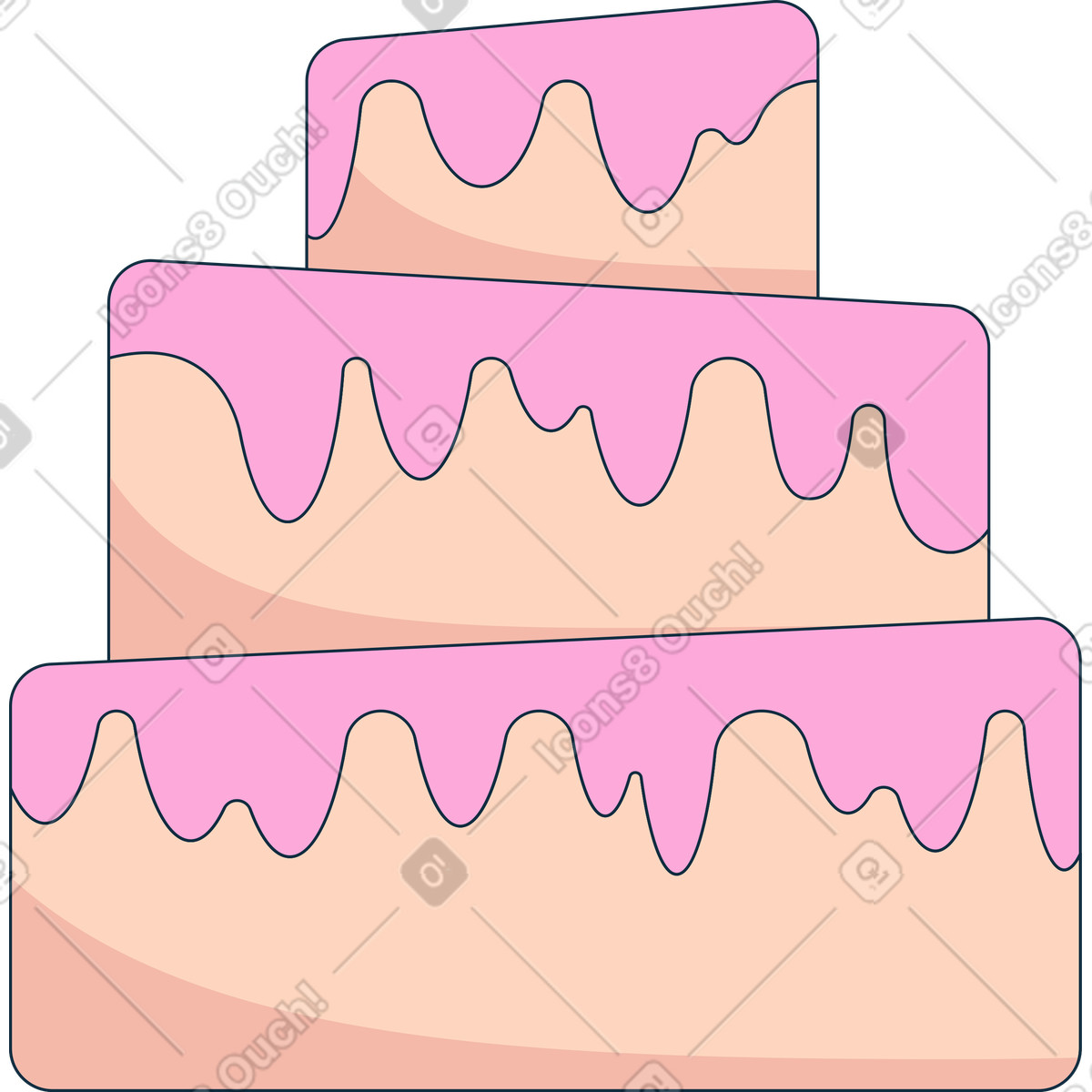 Grande torta illustrazione in stile Bubble gum scarica in PNG, SVG