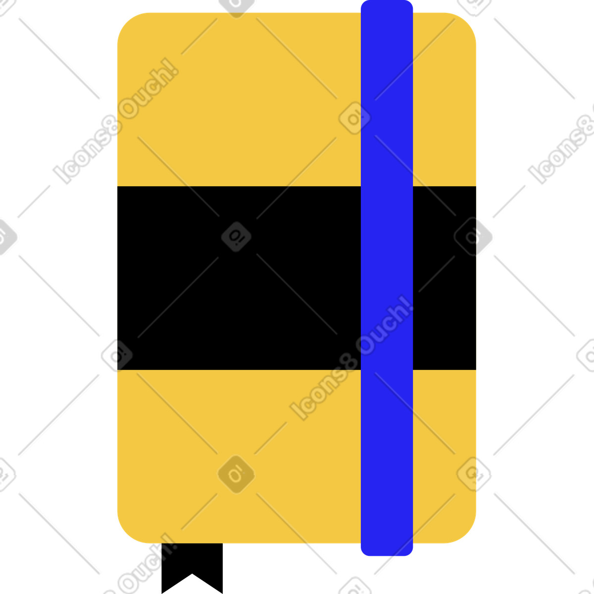 Tagebuch mit lesezeichen-Illustration im Flat-Stil als Download in PNG, SVG