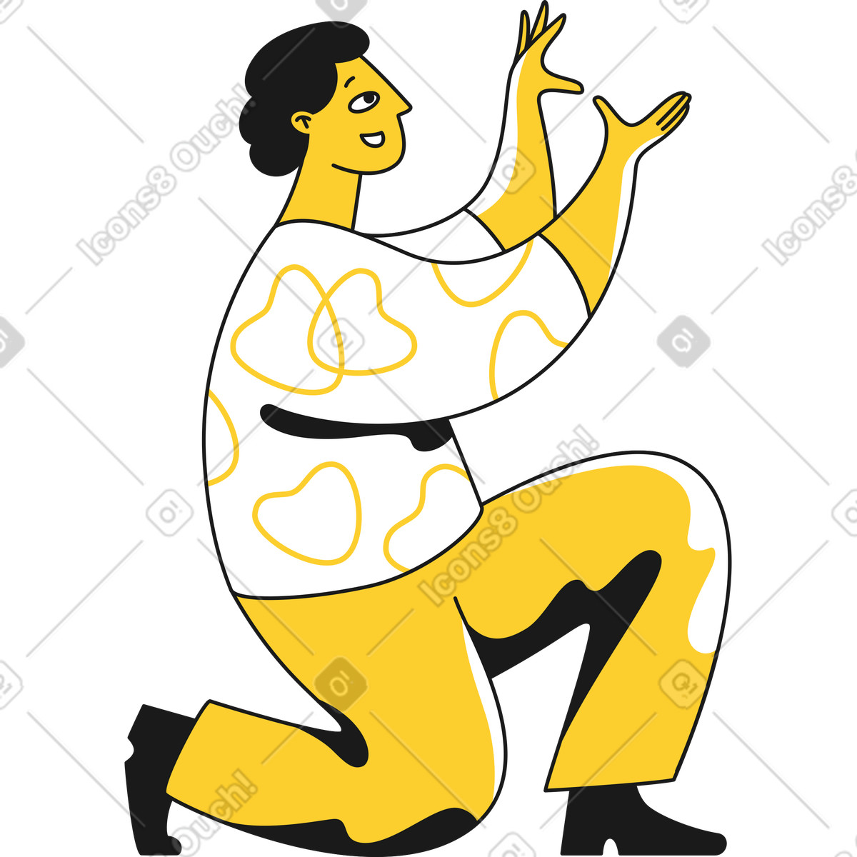 Taxi スタイルの 片膝をついた男 のイラストをPNG、SVG形式でダウンロード