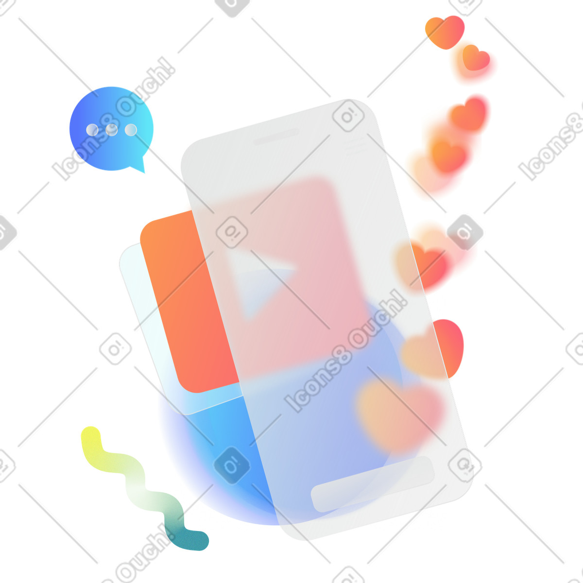 Ilustración Servicio de transmisión video en línea y me gusta estilo Morphis a descargar PNG SVG