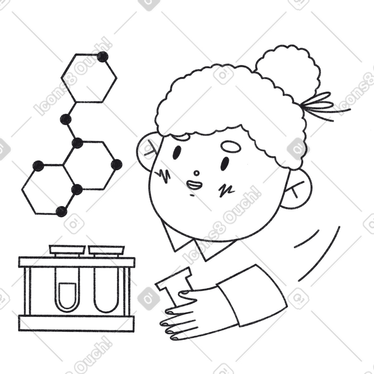 Chimico con liquidi di miscelazione in provetta illustrazione stile Bonbon Line scarica PNG, SVG