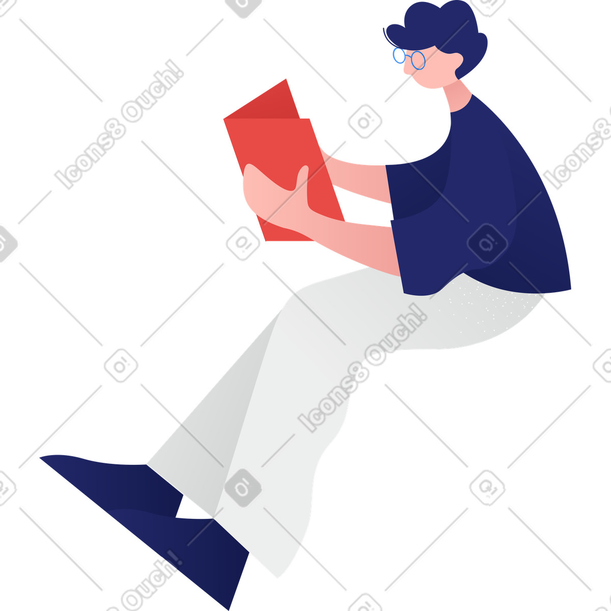 School student walking to class with books casual campus clipart illustration