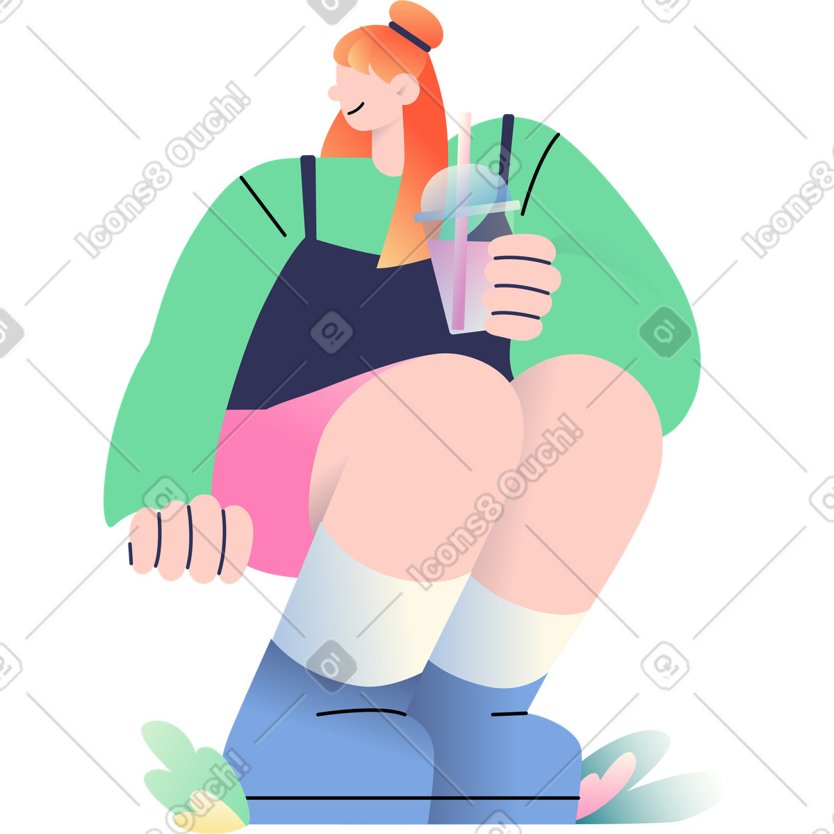 Ragazza illustrazione in stile Beam scarica in PNG, SVG