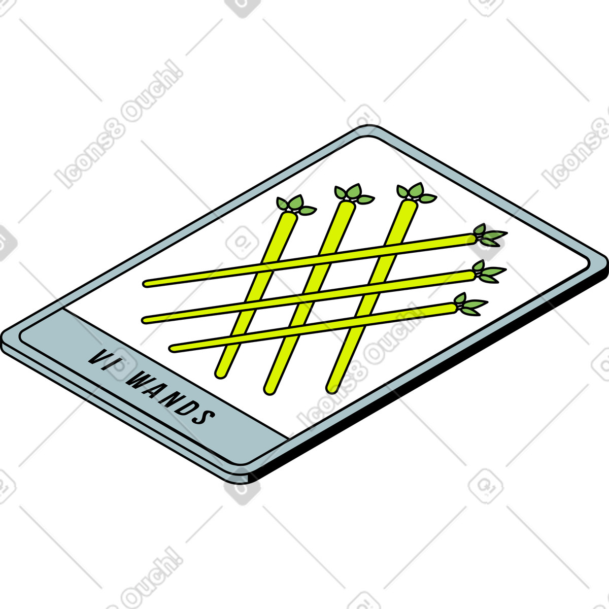 Tarot card 6 wands illustration in Isometric style download in PNG, SVG