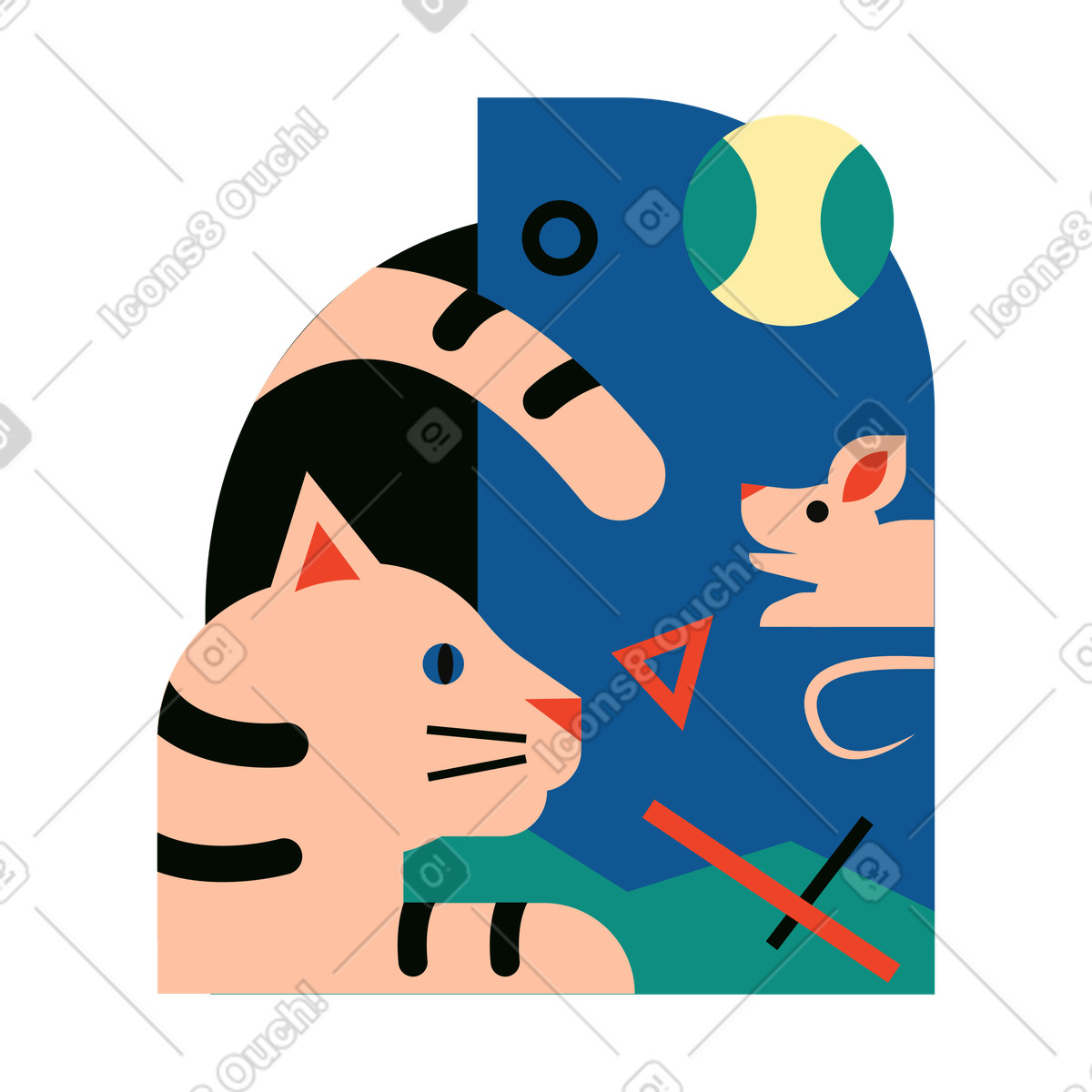 下载 Polar 风格的 猫和老鼠是朋友 插画，支持 PNG、SVG 格式