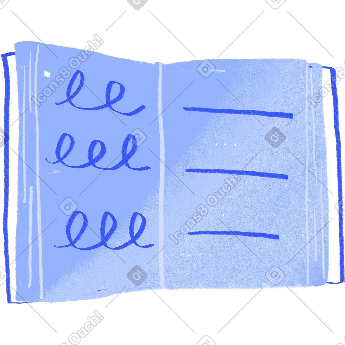 Ilustración Open book with text en estilo Quirky a descargar en PNG y SVG
