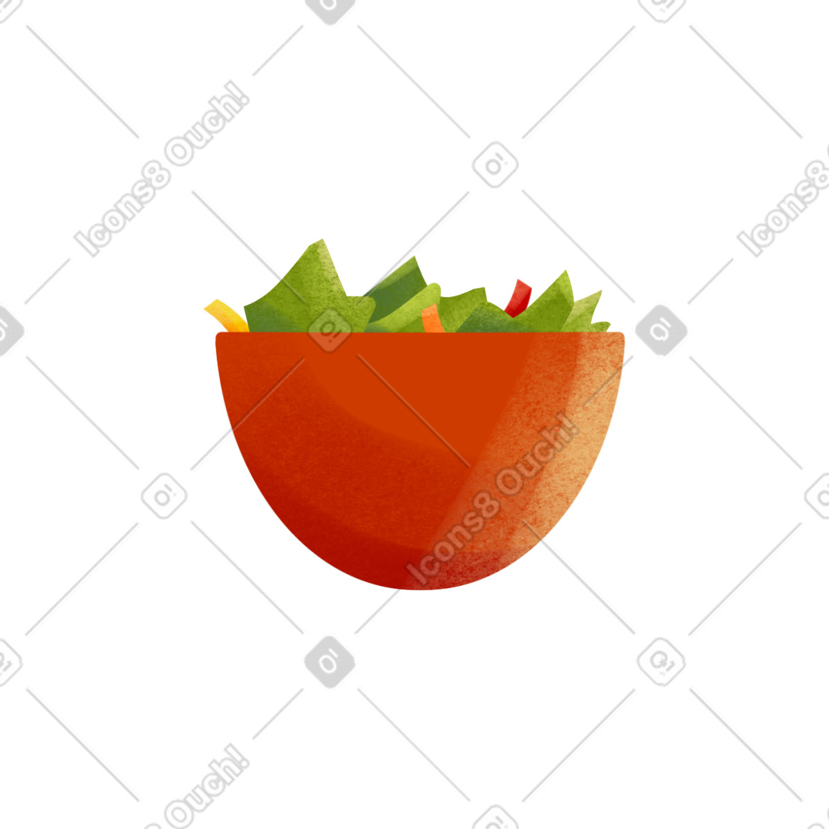 Shine スタイルの オレンジプレートのグリーンサラダ のイラストをPNG、SVG形式でダウンロード