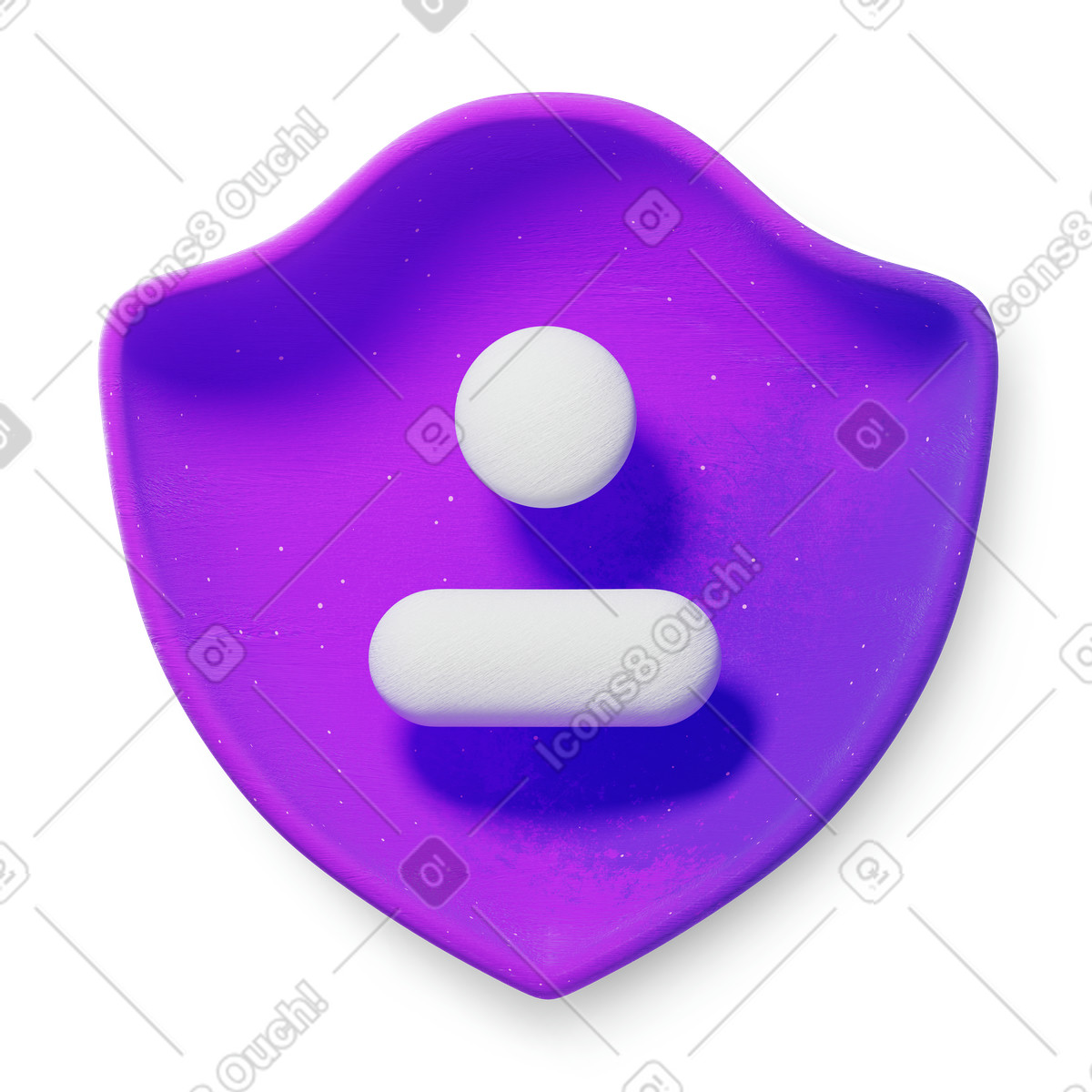 Purple security shoeld with user icon illustration in 3D Microsoft Fluent style download in PNG, SVG