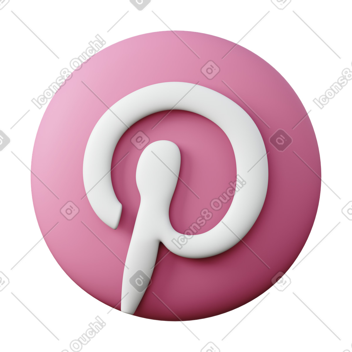 下载 3D Sugary 风格的 Pinterest 插画，支持 PNG、SVG 格式