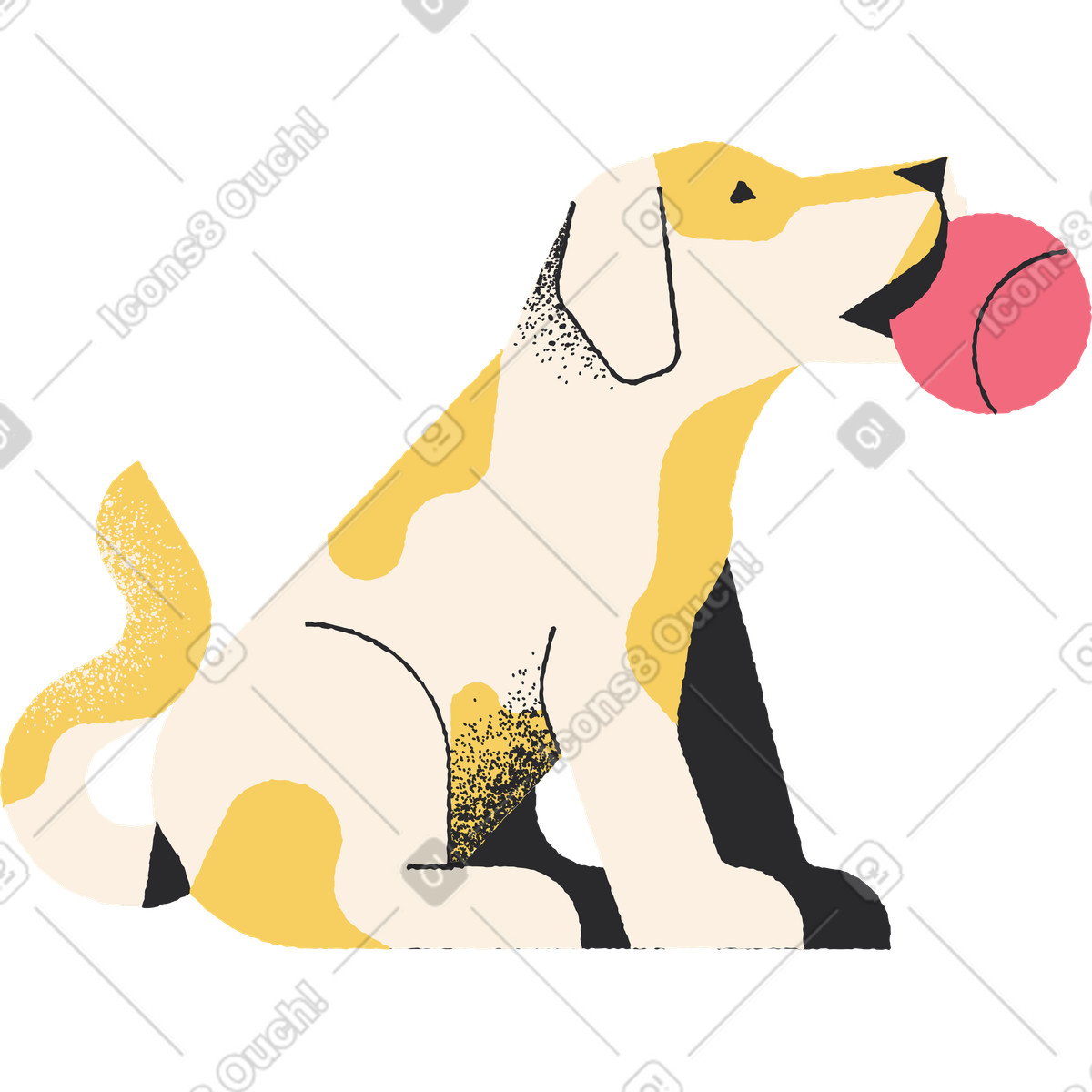 Ilustración Dog with ball en estilo Pablo a descargar en PNG y SVG