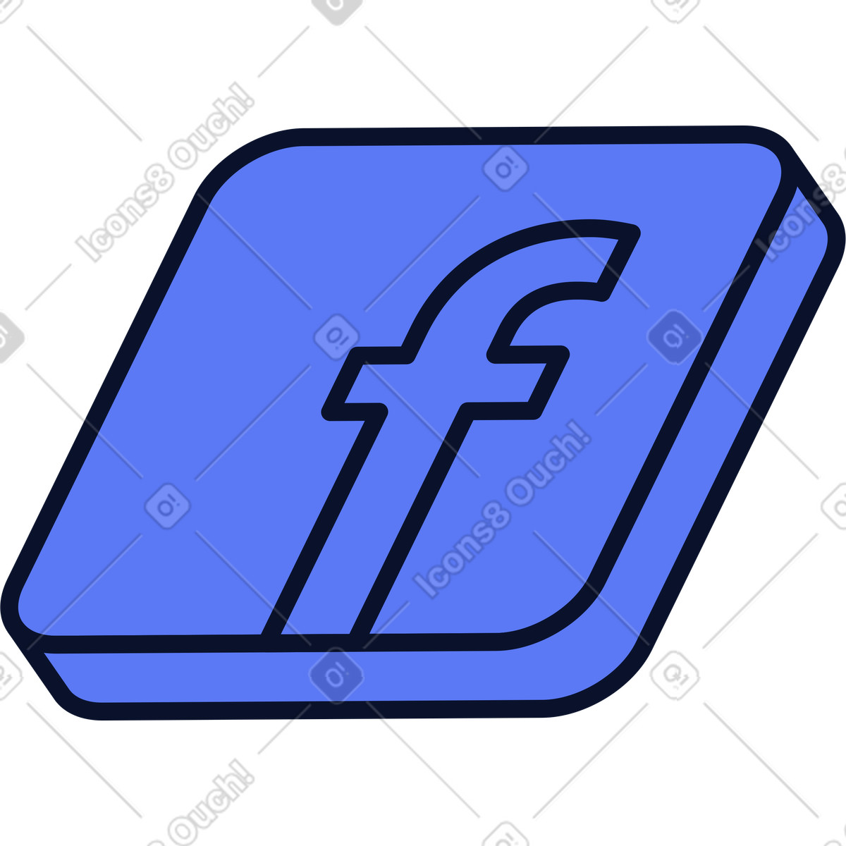 Ilustração de Ícone do logotipo facebook em no estilo Flexy para baixar em PNG, SVG