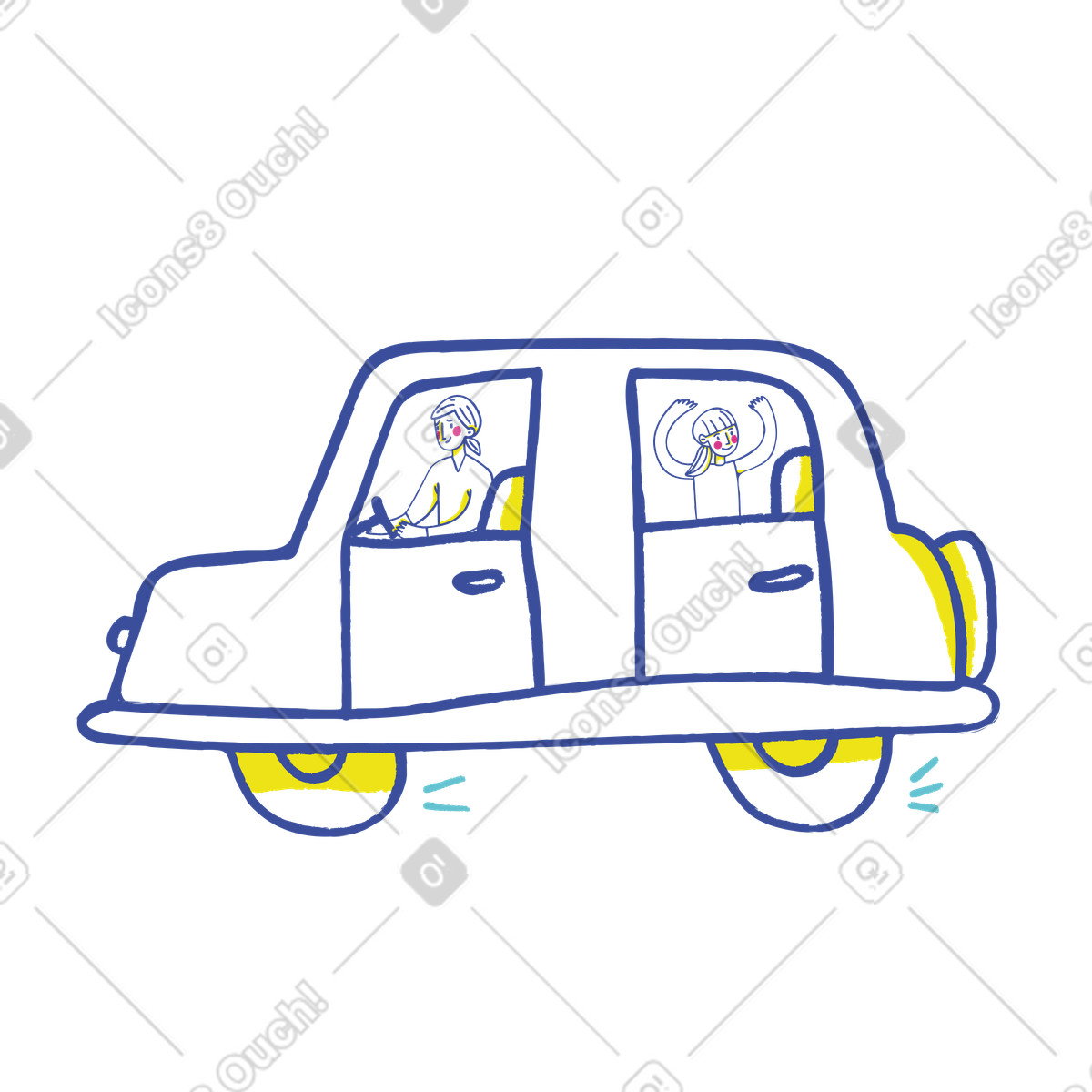 Ilustración Madre e hija se van de viaje en estilo Lime a descargar en PNG y SVG