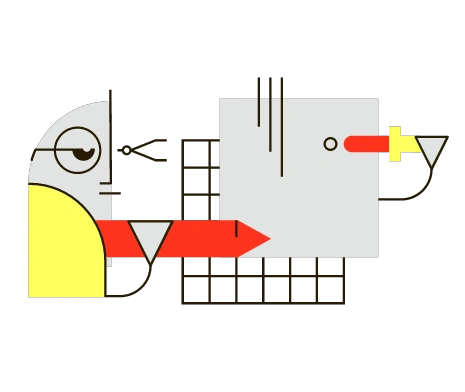 A geometric figure with abstract shapes and colors - Geom style illustration