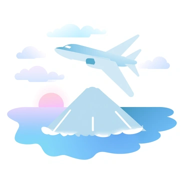 A runway extending into the sea is depicted with a smooth surface reflecting the gradient pastel colors of the sky above. A large airplane is in the process of taking off, its wings spread wide, ascending over the shimmering water. The scene captures waves gently lapping at the edges of the runway. Soft clouds are scattered across the sky, adding a serene atmosphere to the image. Below the airplane, the ocean contrasts with its deep blue hues, while the sun casts a warm glow across the horizon.