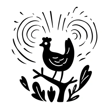 A lyrebird perched on a branch, with its feathers elegantly fanned out. Surrounding the bird, intricate sound waves radiate outward, depicted in a dynamic pattern. The sound waves are composed of various shapes that suggest movement and rhythm. The background features stylized flora, enhancing the scene's natural atmosphere.