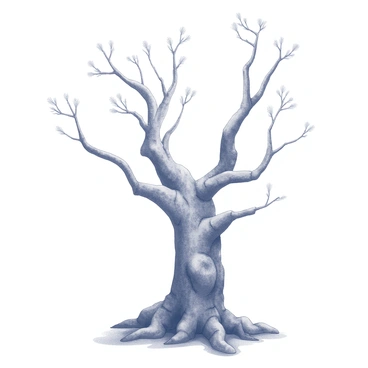 An unfinished sketch of a tree with missing branches and roots, inviting curiosity.