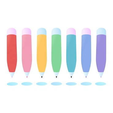 A set of markers arranged in a gradient spectrum, reflecting the colors of the rainbow, with red at one end and violet at the other. Each marker features a different vibrant hue, standing upright and evenly spaced in a straight line. The markers cast soft shadows on the white surface beneath them, enhancing the sense of depth. The background remains plain, emphasizing the colorful arrangement of the markers.