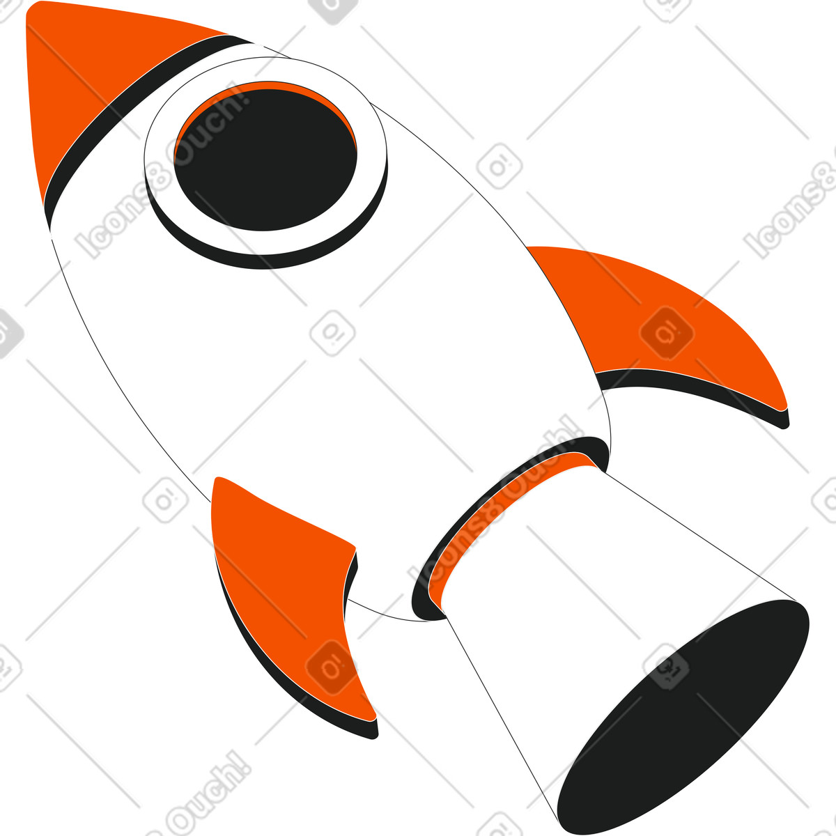 Rocket-Illustration im Strict-Stil als Download in PNG, SVG