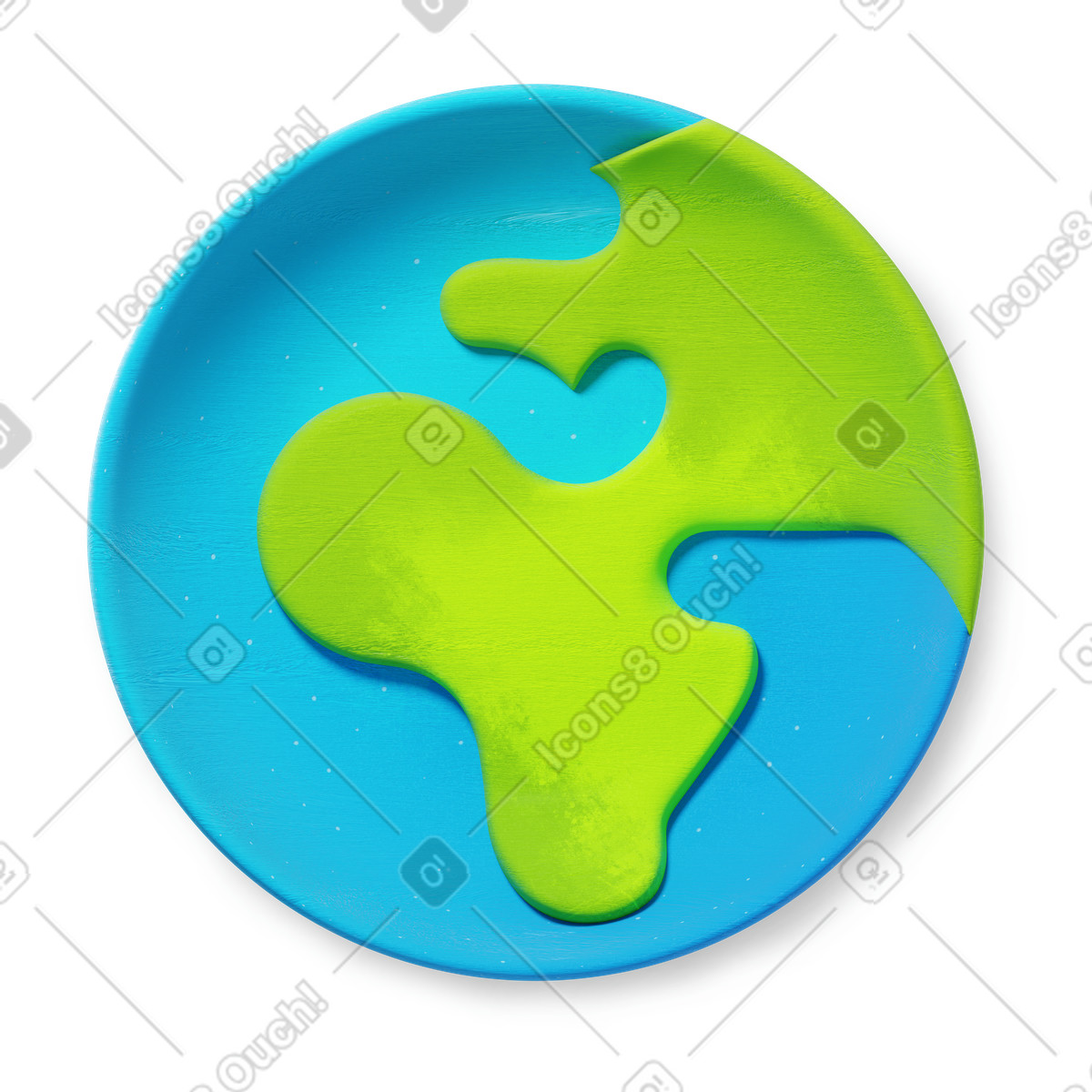Ilustração de Earth globe with green continents and blue ocean wooden texture em no estilo 3D Microsoft Fluent illustration para baixar em PNG, SVG