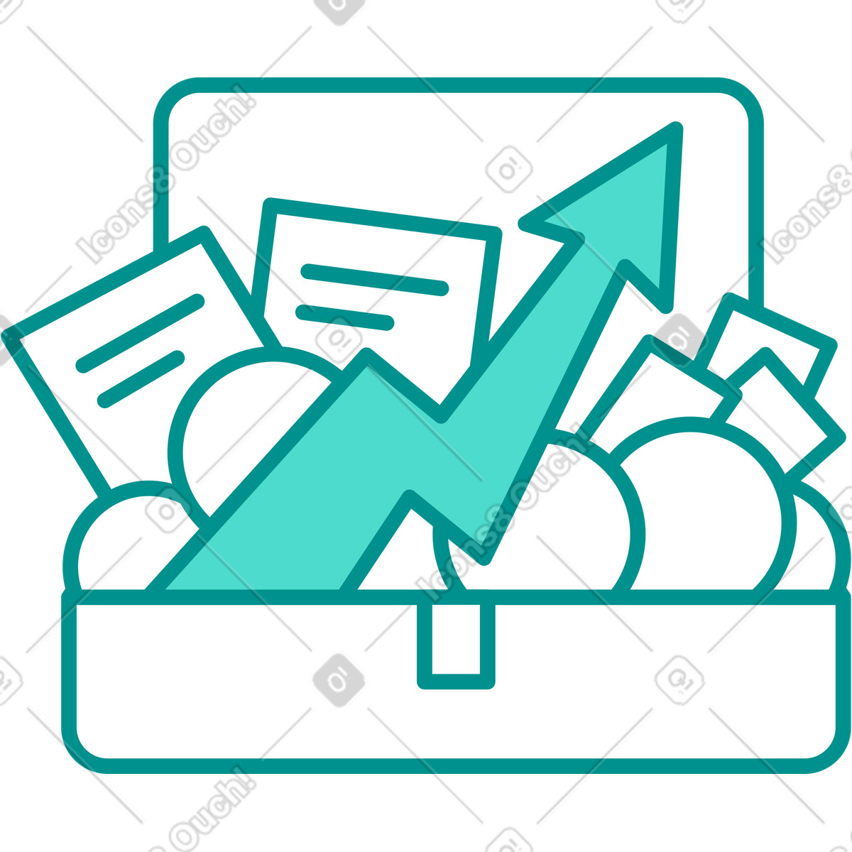 Briefcase with money and papers illustration in PNG, SVG