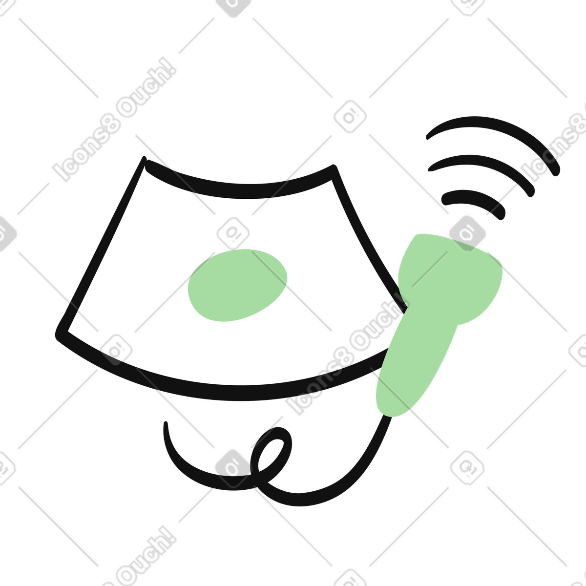 Medical ultrasound scanner displaying fetus shape on diagnostic screen-Illustration im Organic-Stil als Download in PNG, SVG