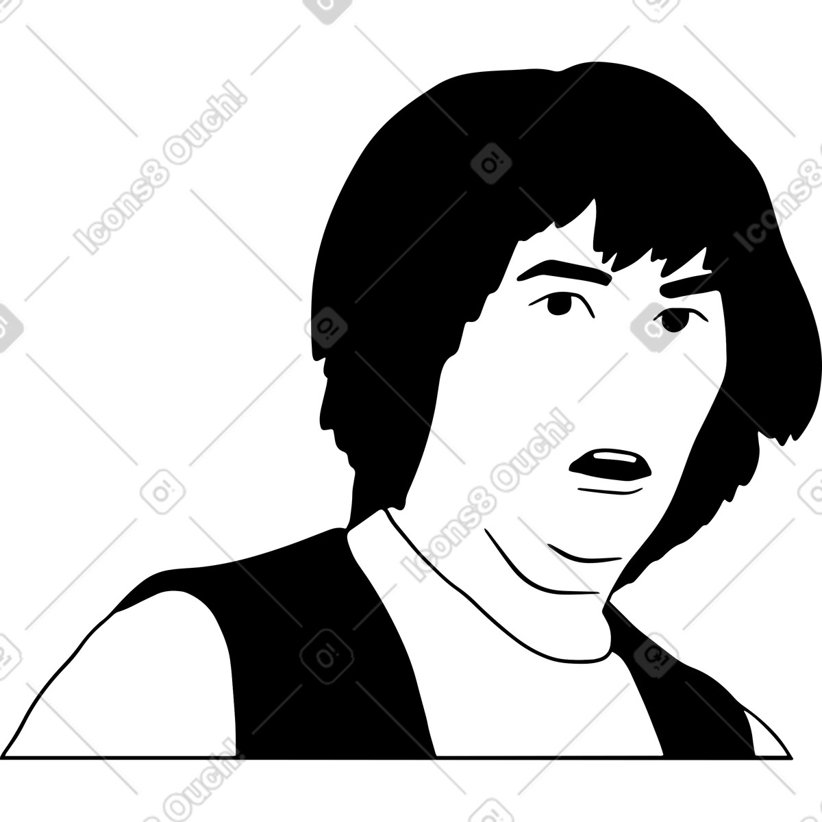 Ilustración Joven conspiracion en estilo Dudes a descargar en PNG y SVG