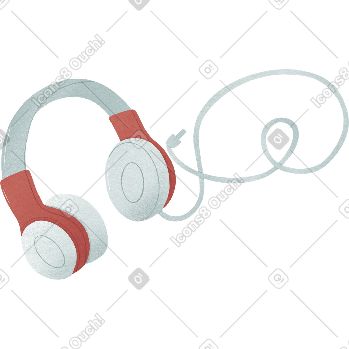 下载 Woolly 风格的 Large earbuds on a wire 插画，支持 PNG、SVG 格式