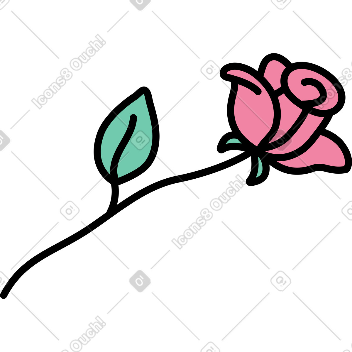 Rose-Illustration im Notes-Stil als Download in PNG, SVG