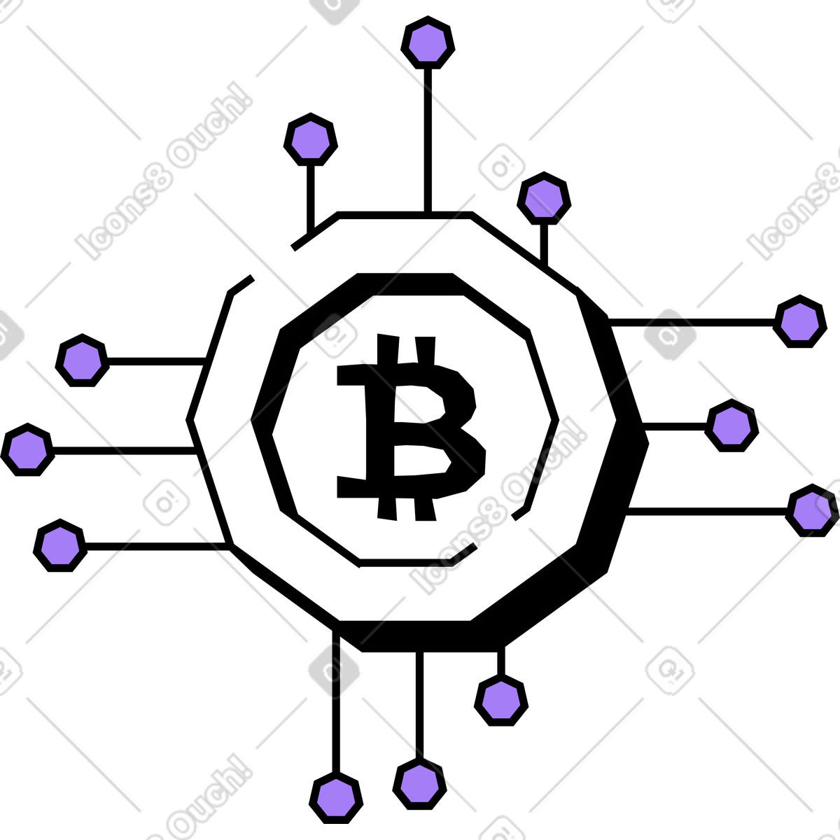 Illustration Bitcoin dans le style Amethyst à télécharger aux formats PNG, SVG