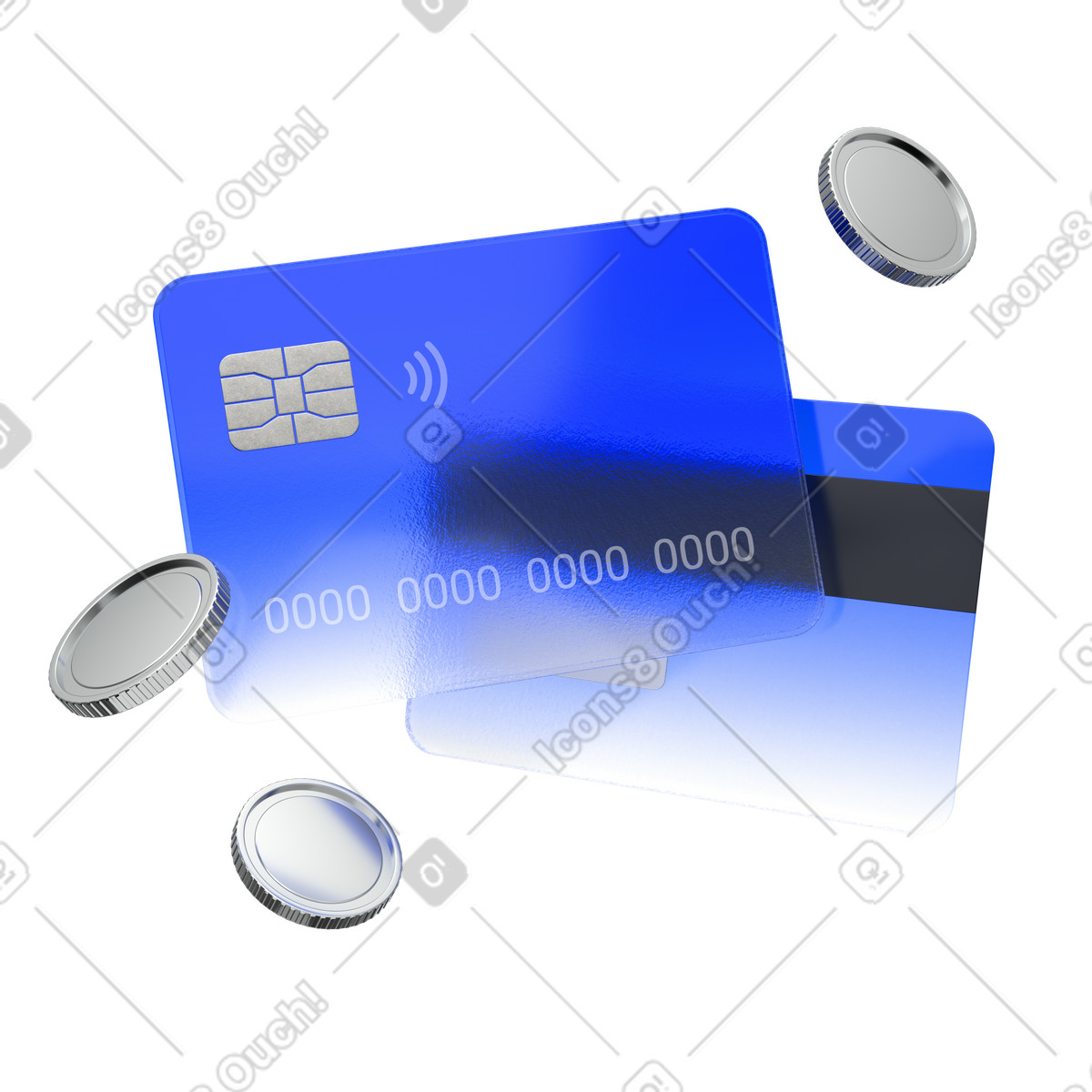 Illustration Carte de crédit, paiement mobile, monnaie numérique dans le style 3D Enterprise à télécharger aux formats PNG, SVG