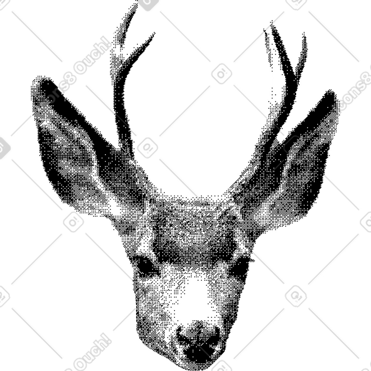 Ilustración Cabeza de venado en estilo Bitmap a descargar en PNG y SVG