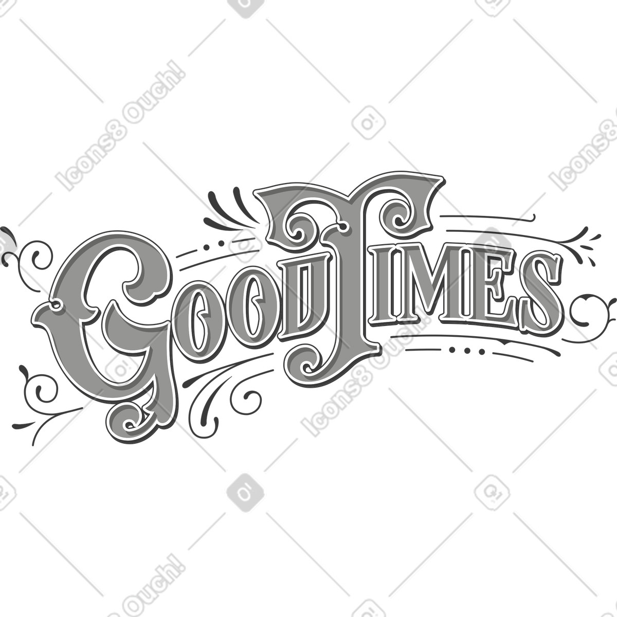 Ilustração de Letras texto estilo vintage bons tempos em no Lettering para baixar em PNG, SVG