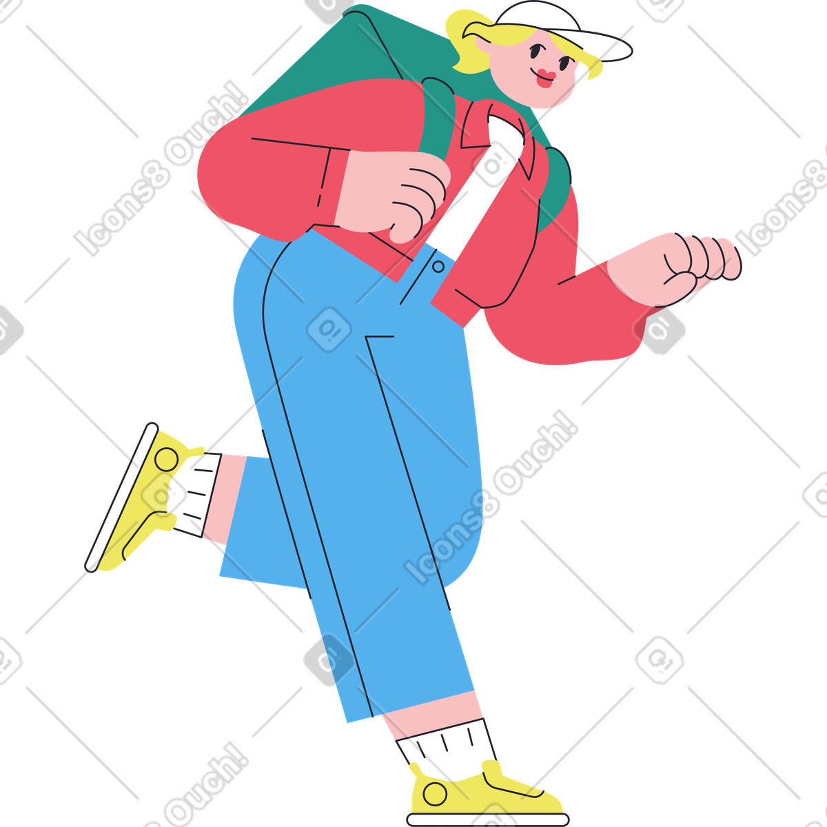 Ilustração de Garota do correio correndo em no estilo Boba para baixar em PNG, SVG