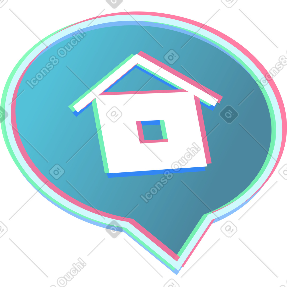 Bubble with a house illustration in Neon style download in PNG, SVG