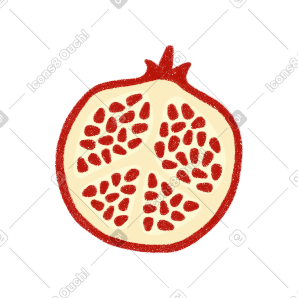 Pomergranate half illustrazione in stile Cozy scarica in PNG, SVG