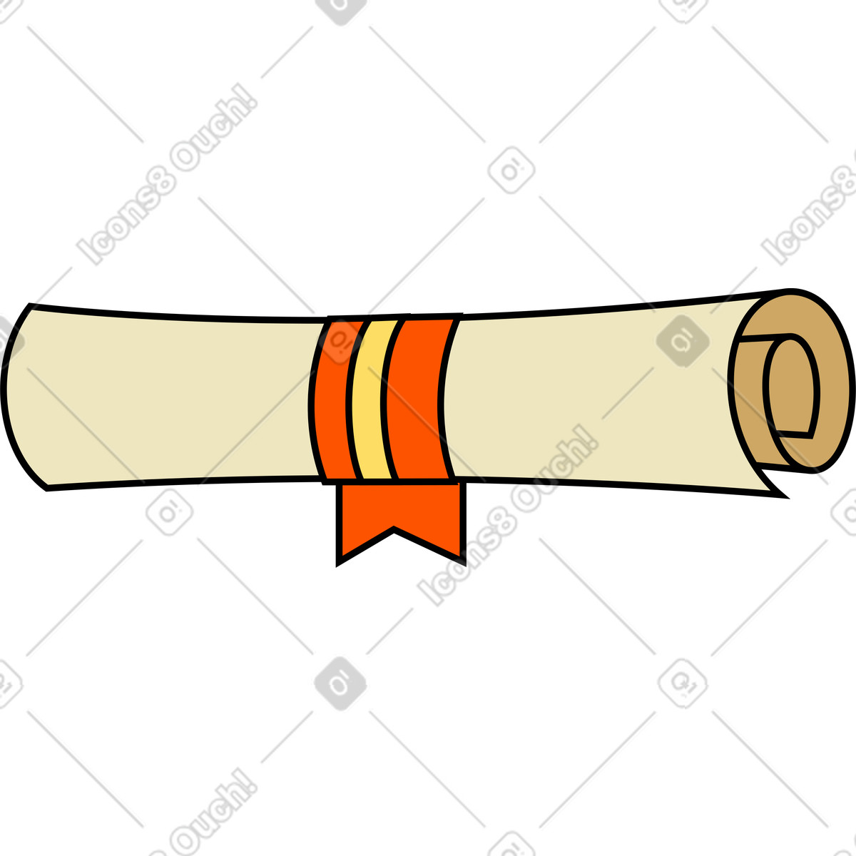 Ilustração de Diploma com fita em no estilo Kindy para baixar em PNG, SVG