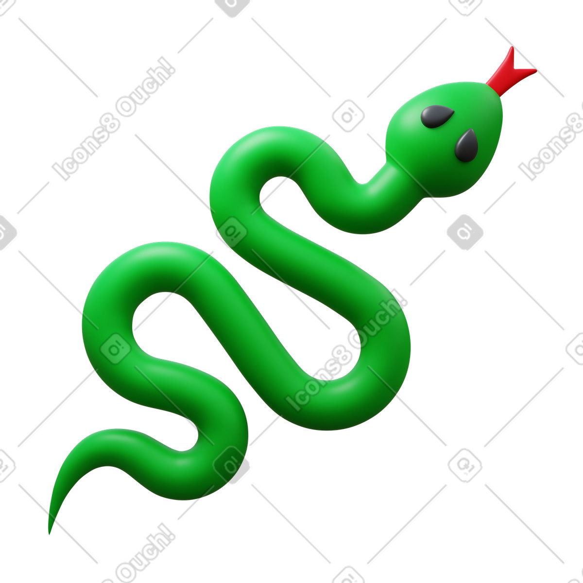 Snake illustration in 3D Fluency style download in PNG, SVG