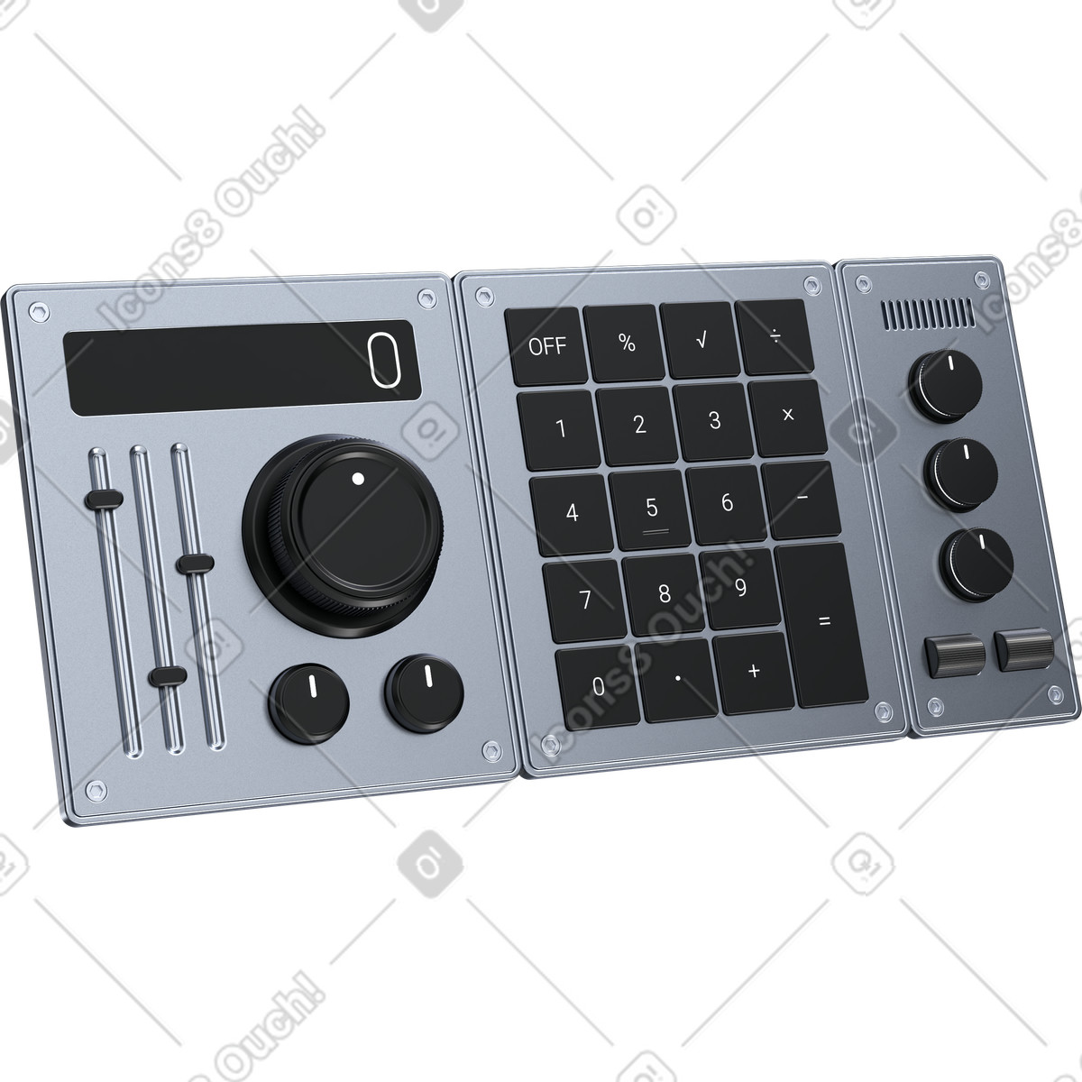 Multifunction editing console with knobs and number pad-Illustration im 3D Pro-Stil als Download in PNG, SVG
