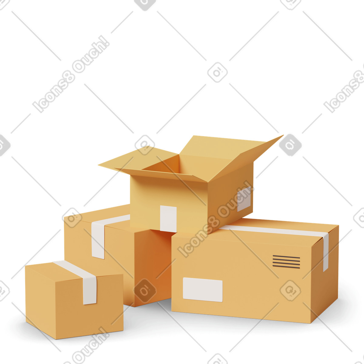 3D Casual life スタイルの Cardboard boxes のイラストをPNG、SVG形式でダウンロード