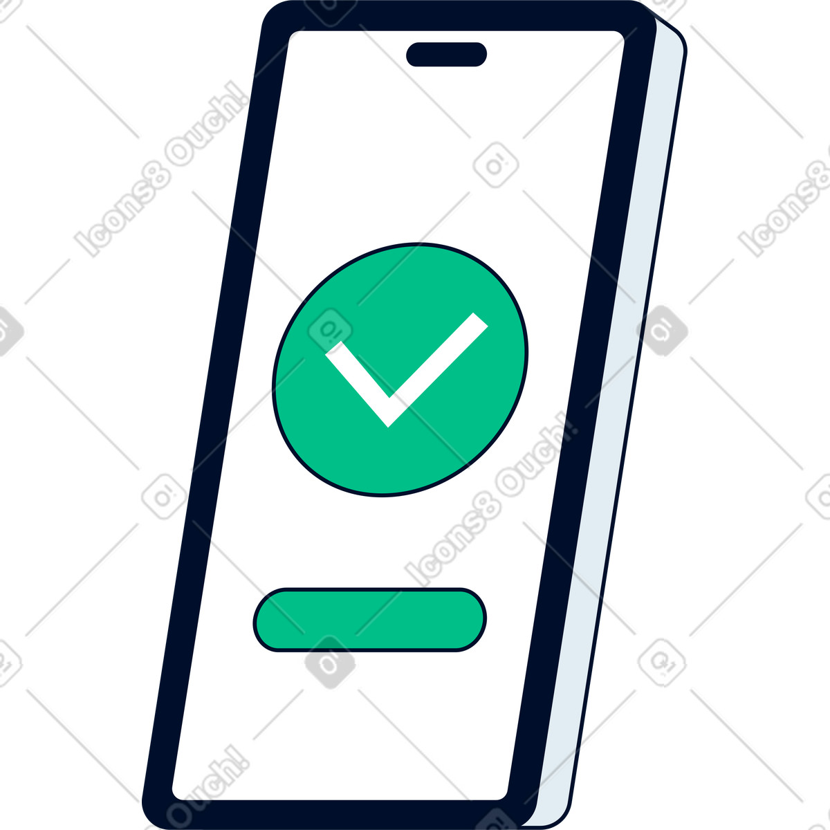 Ilustração de Celular com marca seleção em no estilo Teal para baixar em PNG, SVG