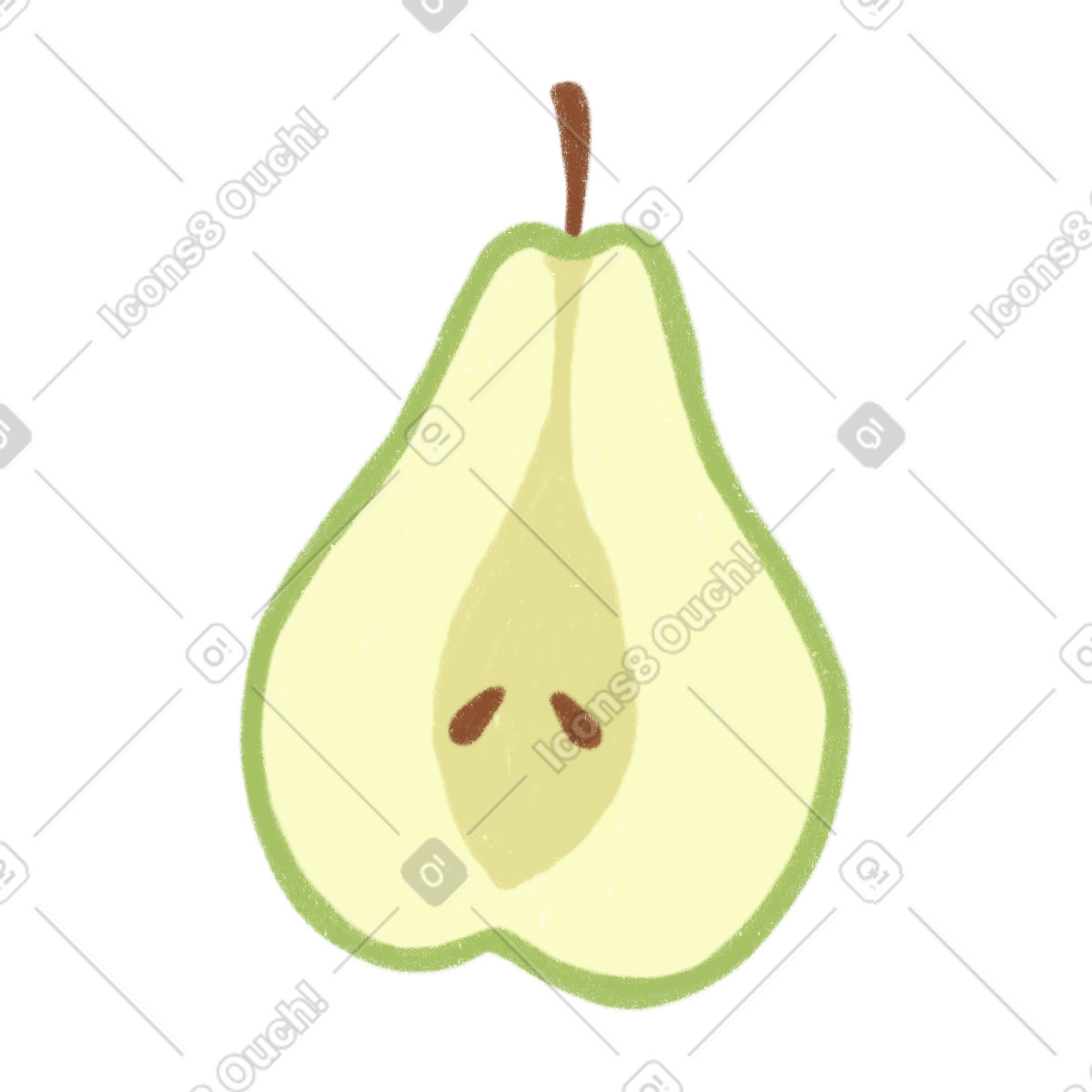 Pear half illustrazione in stile Cozy scarica in PNG, SVG
